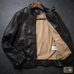【極上のカシミヤ】極美品 EMMETI シングルライダース ラムレザー ブラックのサムネイル