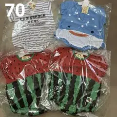 赤ちゃん　ベビー服　男の子　男児　カバーオール　半袖　春夏秋　洋服　4枚　70