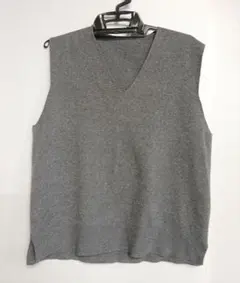 クリーニング済み 無印良品 洗えるVネックニットベスト XL グレー