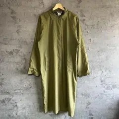 00’s vintage 無地 ロング ステンカラーコート オリーブ 裏地のサムネイル
