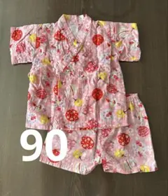 ベビー甚平　90　祭り　女の子　水ヨーヨー　上下セット