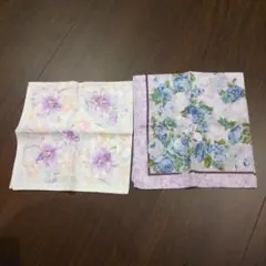 花柄ハンカチセット（紫・青）
