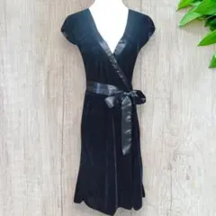 Chou Chou カシュクール ベロア ワンピース ブラック ひざ丈 650のサムネイル