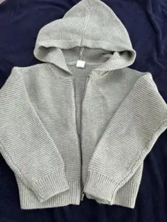 gapkids グレー長袖ニットパーカー　トップス　フーディ　ギャップキッズ