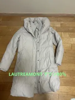 【古着】LAUTREAMONT フード付ダウンジャケット Mサイズ ライトグレーのサムネイル