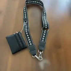 スマホショルダーストラップ 黒と白のストライプ