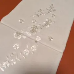 花柄刺繍 半襟 ホワイト