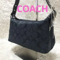 極美品✨COACH コーチ　ワンショルダー　シグネチャー　アクセサリーポーチ　黒
