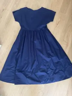 ネイビー 半袖 フレアワンピース　M