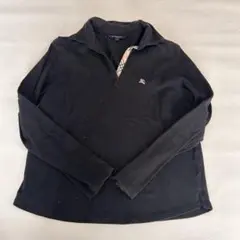 バーバリーゴルフ 長袖ポロシャツ ノバチェック ホースロゴ 黒 L