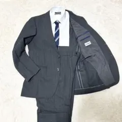LES MUES スーツ グレー ストライプ ウォッシャブルLサイズ