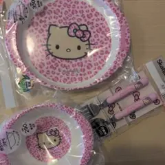 ハローキティ日焼けキティ　ヒョウ柄 プレートボウル・カトラリーセットのサムネイル