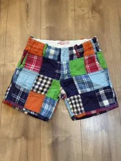 デニムダンガリー　ショートパンツ　パッチワーク柄　120cm