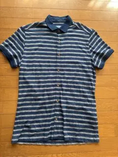 ZARA MAN 半袖シャツ　ボーダー　ポロシャツ　L ザラ