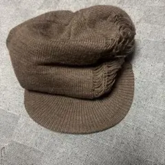 ブラウンリブ編みニット帽