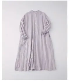 新品 ネストローブ リネンバンドカラーラッフル袖ワンピース