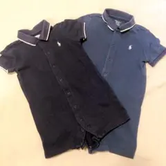 ラルフローレン 前開きロンパース ネイビー 2点セット 80 85