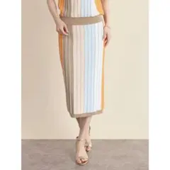 【新品】FENNEL ニット スカート ストライプ 9号 M