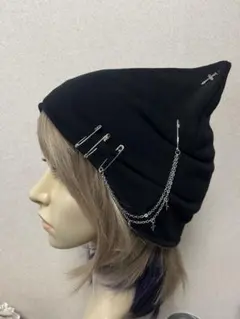 猫耳☆ニット帽　綿トレーナー　黒