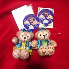 タグ付き　ダッフィー　シェリーメイ　ディズニー　ストラップ　15周年