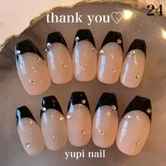 ネイルチップ　オーダーシンプル黒フレンチ量産型韓国地雷スナ系