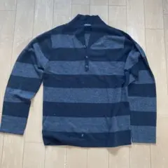 COMME CA ISM 黒グレー ストライプ ニット Mのサムネイル