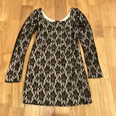 LIP SERVICE オープンバック長袖レースタイトミニワンピース ブラック