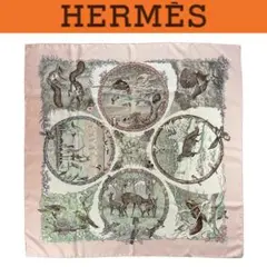 HERMES エルメス カレ90 四季 大判スカーフ シルク タグ付き ピンク