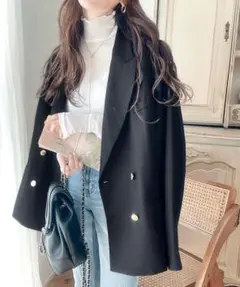 サイド スリット オーバーサイズ ダブルジャケット（ユニセックス）　タグ付き