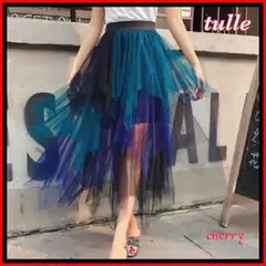 チュール スカート アシンメトリー チュチュ 原宿系 フレア おしゃれ