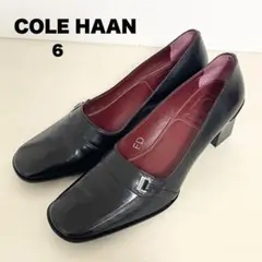 美品⭐︎コールハーン パンプス スクエアトゥ ブラック ミドルヒール 6