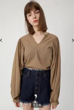 ブラウス moussy シャツ ブラウン 茶色blouse shirt