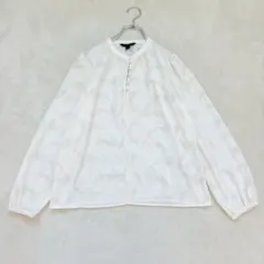 nn184 バナナリパブリック バンドカラー長袖ブラウス シアー 綺麗め 上品