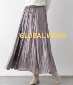 GLOBAL WORKシャイニーリラックスフレアスカート