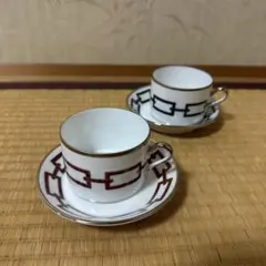 グッチ　カップ&ソーサー　ティーカップ　コーヒーカップ　ペア　ロゴ　食器　ローマ グッチ カップ&ソーサー ティーカップ コーヒーカップ ペア ロゴ 食器