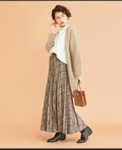 ◆B&Y◆チェックプリーツマキシスカート/新品/レッド/ S