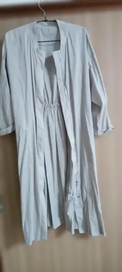 マレットメット　グレー 長袖 シャツワンピース