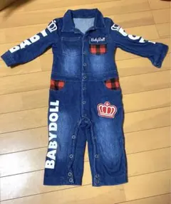 BABYDOLL デニムロンパース 王冠プリント