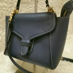 COACH ハンドバッグ 2WAY ショルダー ネイビー レザー