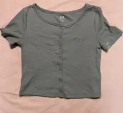 GAP リブ フロントボタン 半袖 クロップド丈 トップスのサムネイル