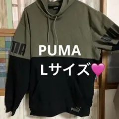 PUMA フード付きパーカー オリーブ/ブラック
