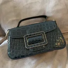 ダークグリーン クロコダイル柄 zara ハンドバッグ