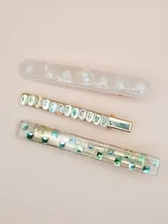【お値下げ】ヘアクリップ＊ホワイト・クリア系＊3本セット