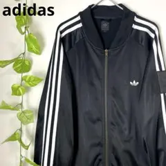 希少 美品 アディダス トラックジャケット 黒 肩パッチ 2XL相当