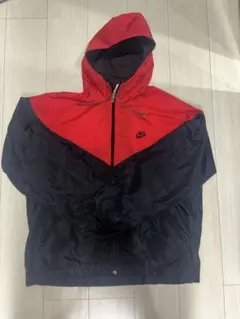 90s ビンテージ　Nike フード付きナイロンジャケット 赤黒