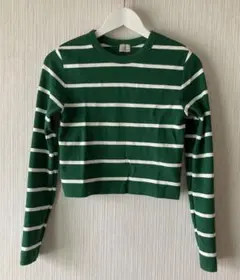 【値下げ】グリーンレーベルリラクシングのクロップド丈ボーダーT