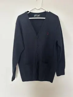 イーストボーイ　ネイビー カーディガン サイズ11 Vネック　紺　毛100%