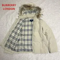 バーバリーロンドン 3way ラクーンファー ノバチェック ダウンジャケット