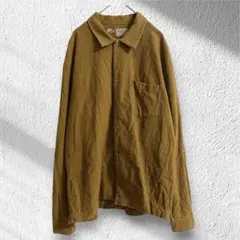 無印良品　MUJI フランネルシャツ　長袖　カジュアル　シンプル　ブラウン　L