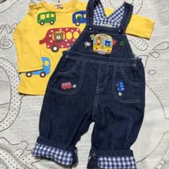 美品☆Hot Biscuits ☆デニムカバーオール　トップスセット☆８０